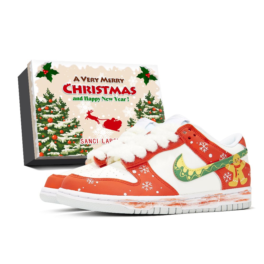 Nike Dunk Anti-Slip Wear-Resistant Low-Top Skateboard Shoes GS White Red