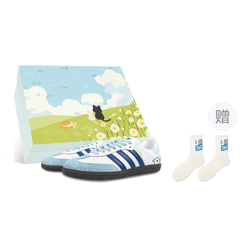 Adidas Originals SAMBA OG Quick Dry Wear-Resistant Impact Resistance Low-Top Skateboard Shoes Unisex White Blue