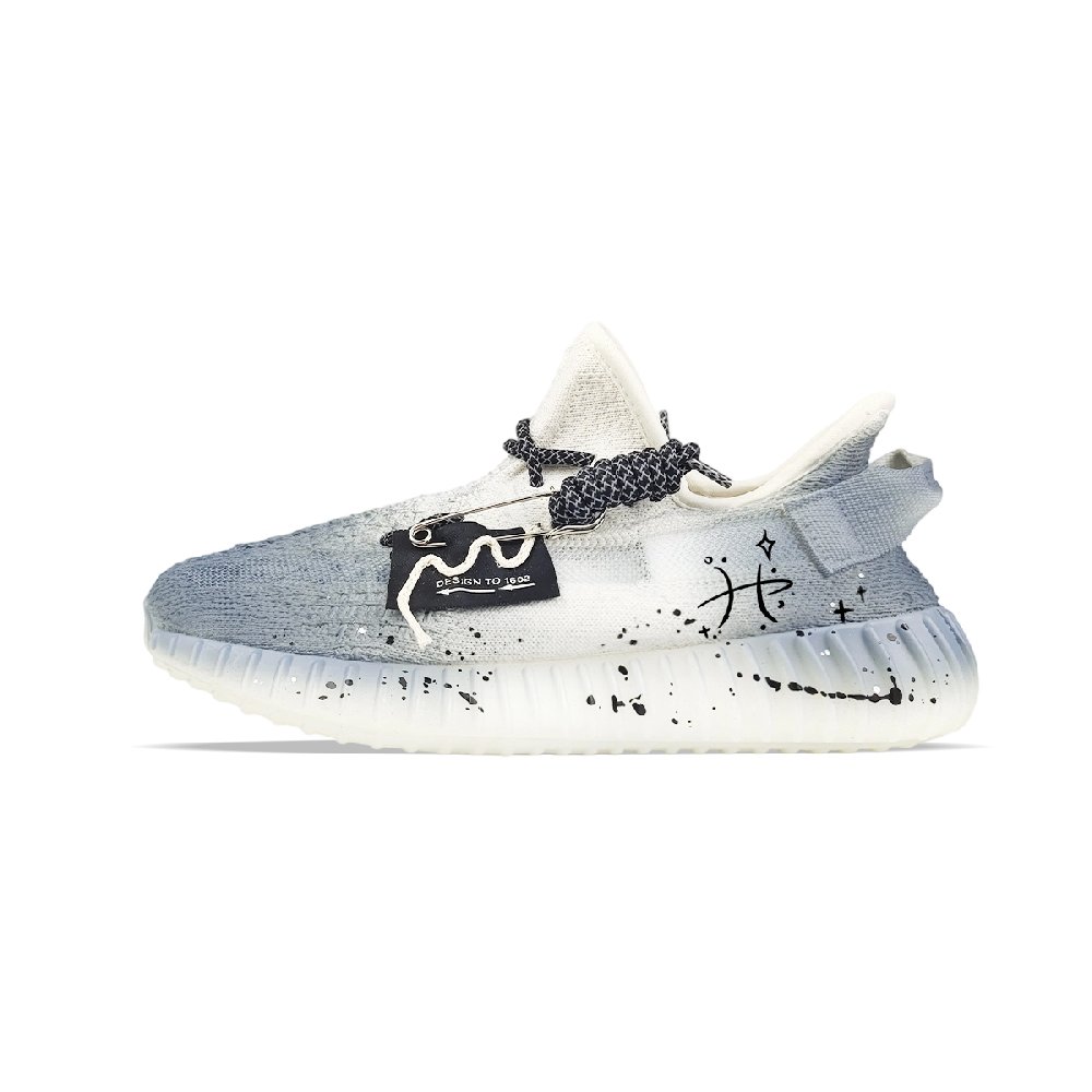 Adidas Originals Yeezy Boost 350 V2 Abrasion Resistant Low Top Casual Shoes Unisex White Blue