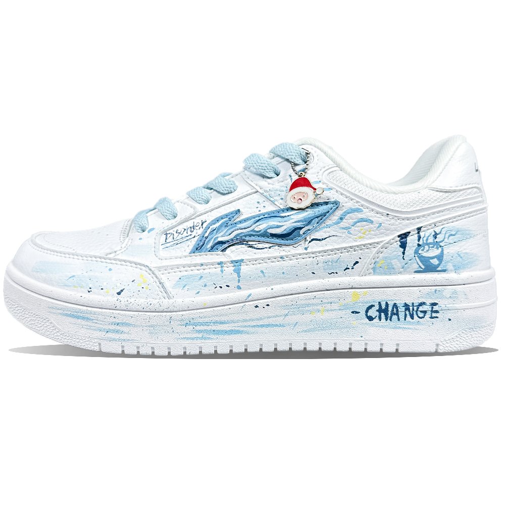 LiNing Tianji Slip-Resistant Cushioning Wear-Resistant Low-Top Skateboard Shoes Unisex White Blue