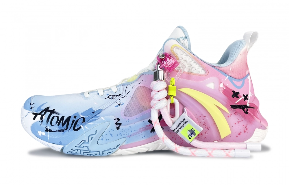 Anta Airspace 4 Atomic Neon, Glitter Cats Anti Slip Wear Resistant Low Top Basketball Shoes Men's Pink Blue