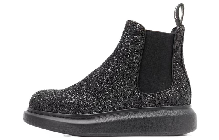 Alexander McQueen Glitter Detail Ankle Boots 'Black' Women's