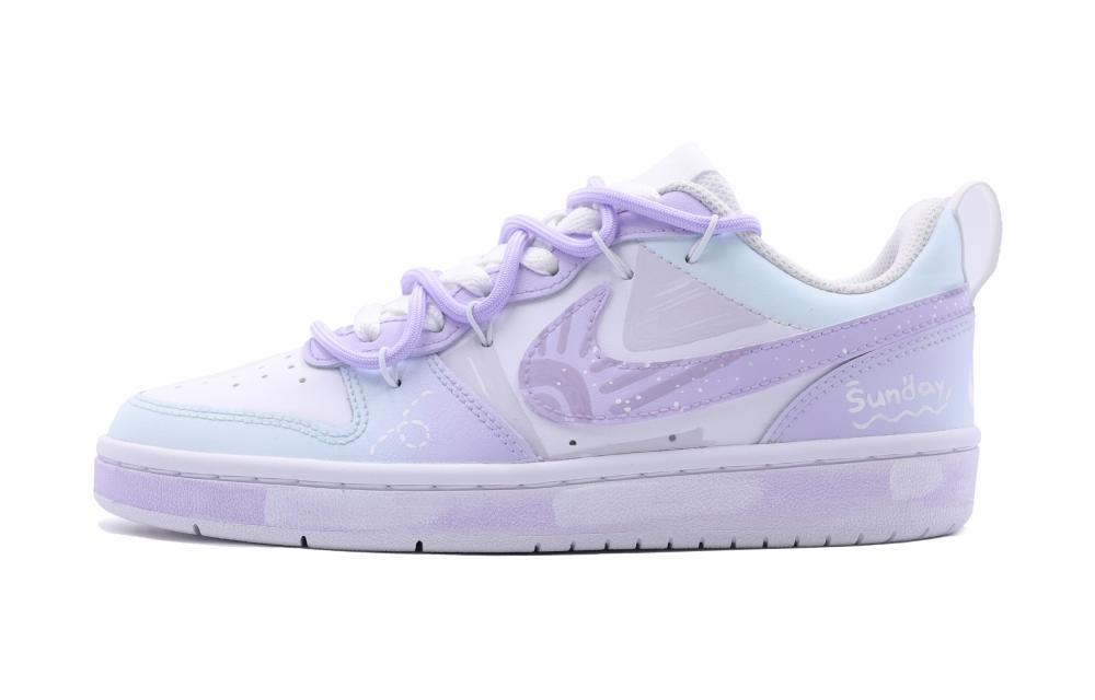 Nike Court Borough Sky Sunday Anti-Slip Wear-Resistant Low-Top Skateboard Shoes GS Purple Blue