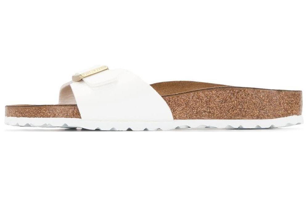 Birkenstock Madrid Birko Flor Patent Narrow Fit Sandals 'Patent White' Women's