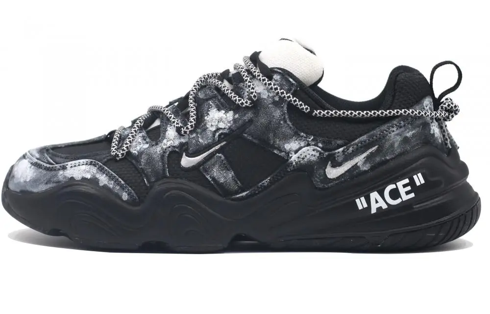 Nike Tech Hera Cushioning Abrasion Resistant Breathable Low Top Casual Shoes Unisex Black White