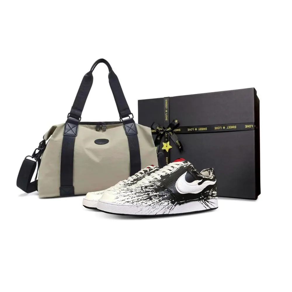 Nike Court Vision 1 Tower Rabbit Cushioning, Wear Resistant Low top Skateboard Shoes Men's Black White