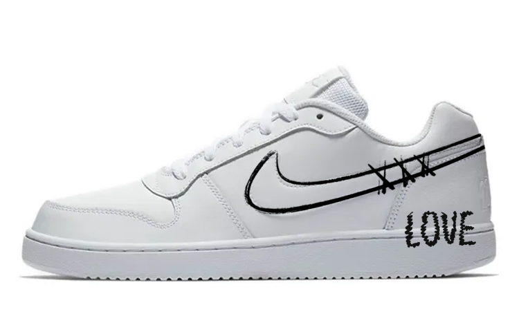 Nike EBERNON Low-Top Skateboard Shoes Men's White Black