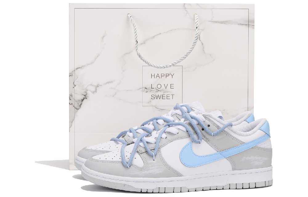 Nike Dunk Low Anti-Slip Wear-Resistant Low-Top Skateboard Shoes GS Gray Blue