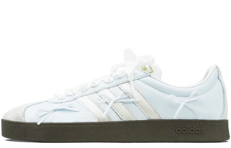 Adidas Vl Court Anti-Slip Wear-Resistant Low-Top Skateboard Shoes Unisex Sea Blue Silver Radiance