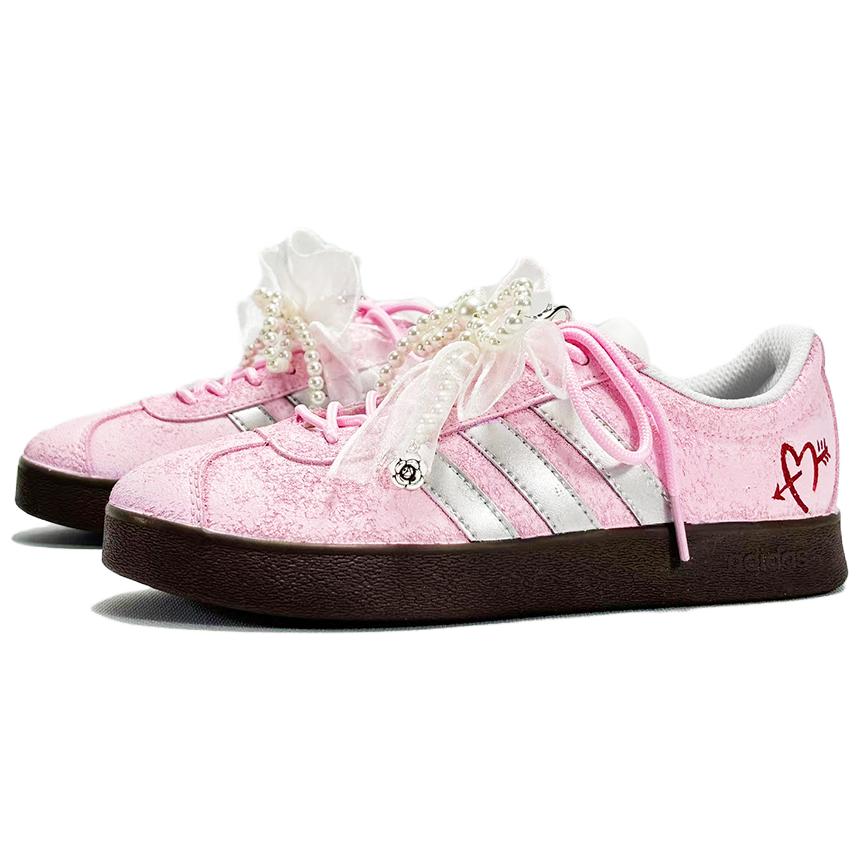 Adidas Neo VL Court 2.0 Cupid's Arrow, Fashion, Sweet Style Slip Resistant Low Top Skateboard Shoes Unisex Pink