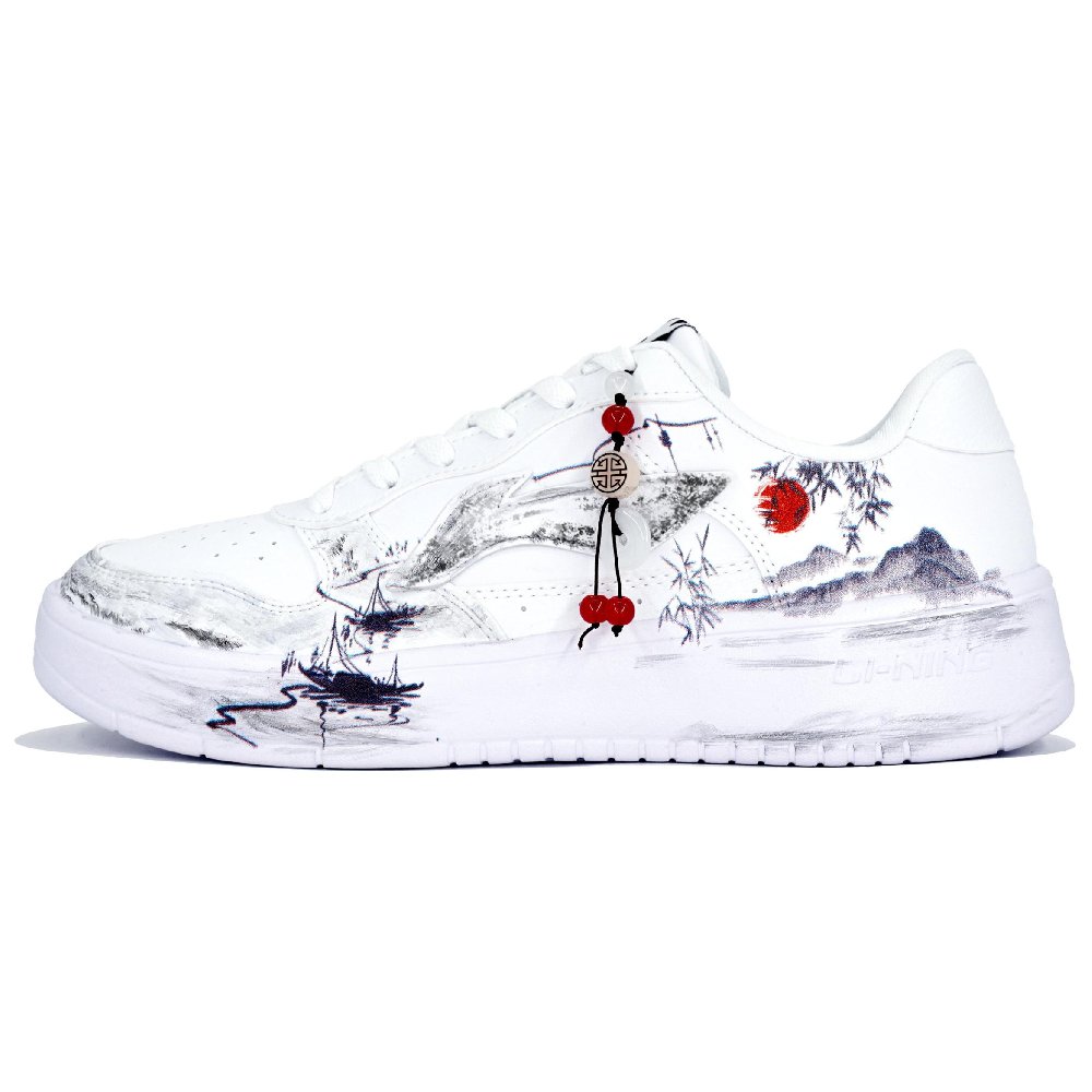 LiNing Pontoon Boats Anti-Slip Wear-Resistant Low-Top Skateboard Shoes Men's White