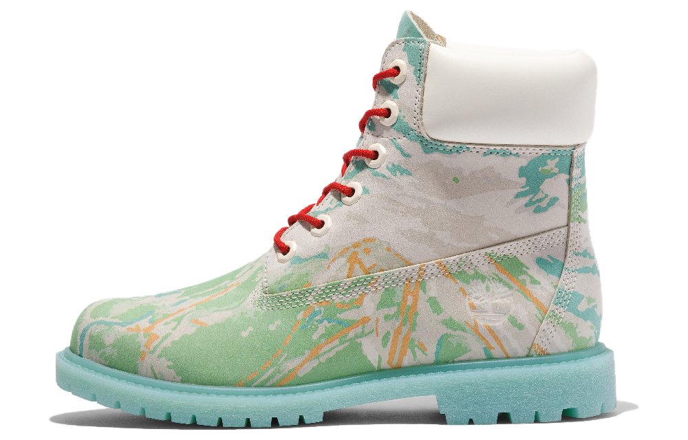 Timberland Women's Ski School Heritage 6 Inch Boot 'Trail Maps - Blue Green Nubuck'