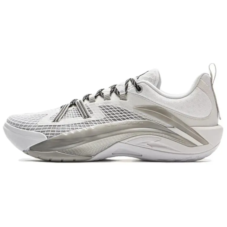 LiNing Defeat Wu Guerrilla 1 Super V2 Shock Absorbers Rebound Low top Basketball Shoes Men's Silver Standard White