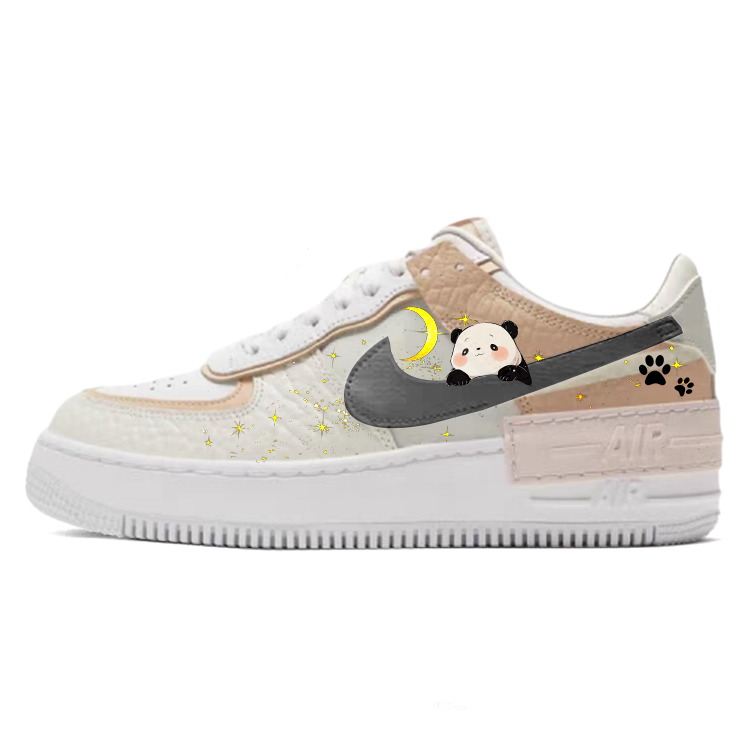 Nike Air Force 1 Sparkling Starlight, Moonlight Panda Low Top Skateboard Shoes Women's White