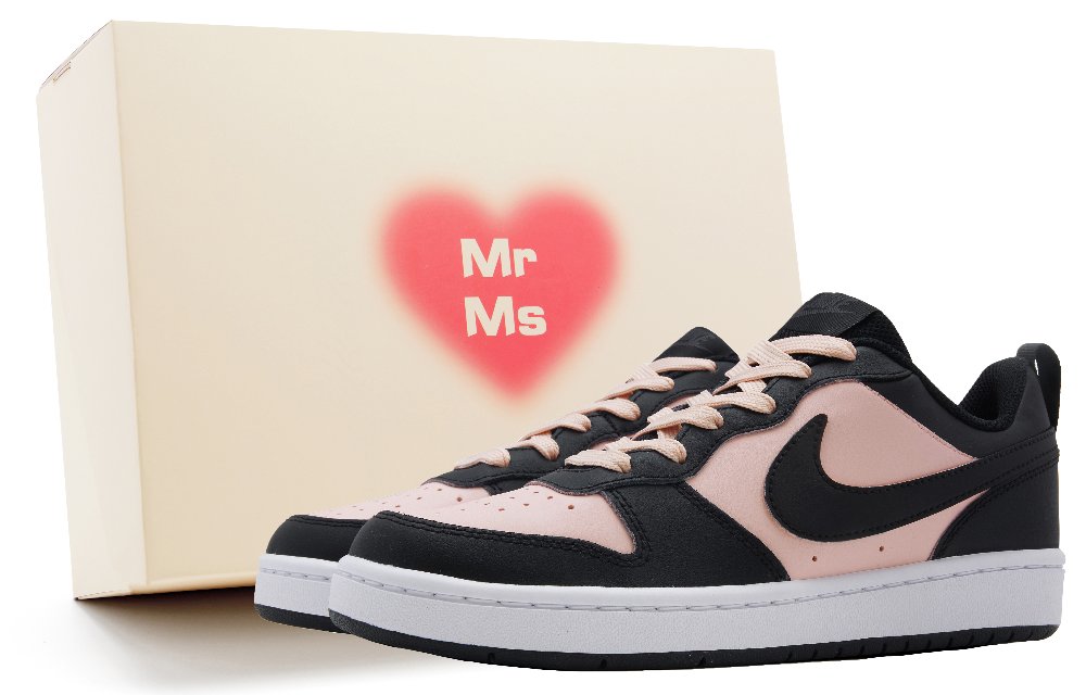 Nike Court Borough Low 2 Non-slip Lightweight Low-Top Skateboard Shoes GS Black Pink