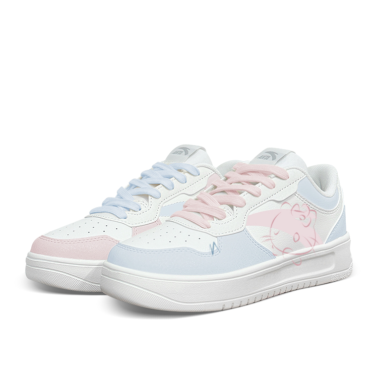 Anta Relaxed Anti Slip Wear Resistant Low Top Skateboard Shoes Unisex Blue Pink Mismatched