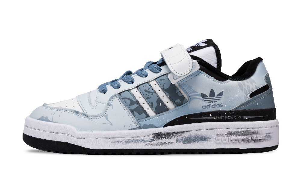 Adidas Originals FORUM Cyan Scale Shadow Record Abrasion-Resistant Low-Top Skateboard Shoes Unisex Asphalt Gray