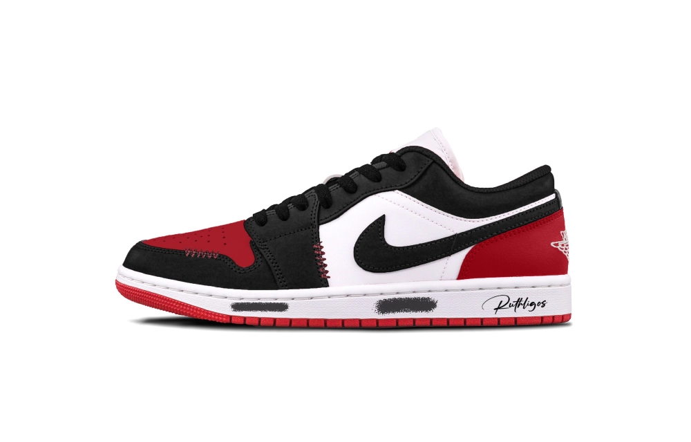 Jordan Air Jordan 1 Banned Cushioning, Wear Resistant Low top Vintage Basketball Shoes Unisex Red