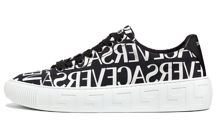 VERSACE Stylish Skateboarding Shoes Men's Black White