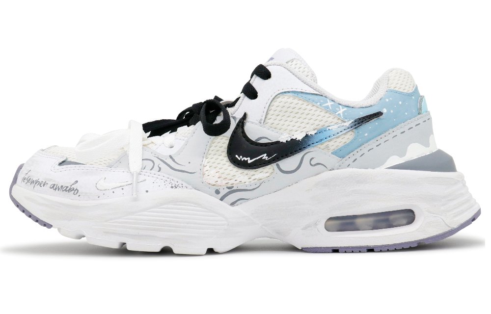 Nike Air Max Fusion Cushioned Slip-Resistant Low-Top Running Shoes Women's White Blue