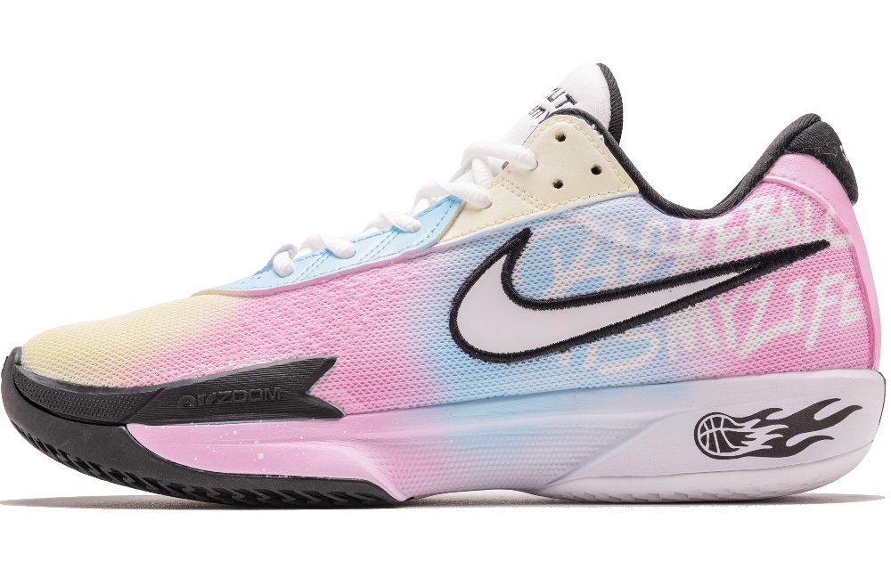Nike Air Zoom GT Cut Cushioned Wear-Resistant Breathable Low-Top Basketball Shoes Unisex Pink Blue
