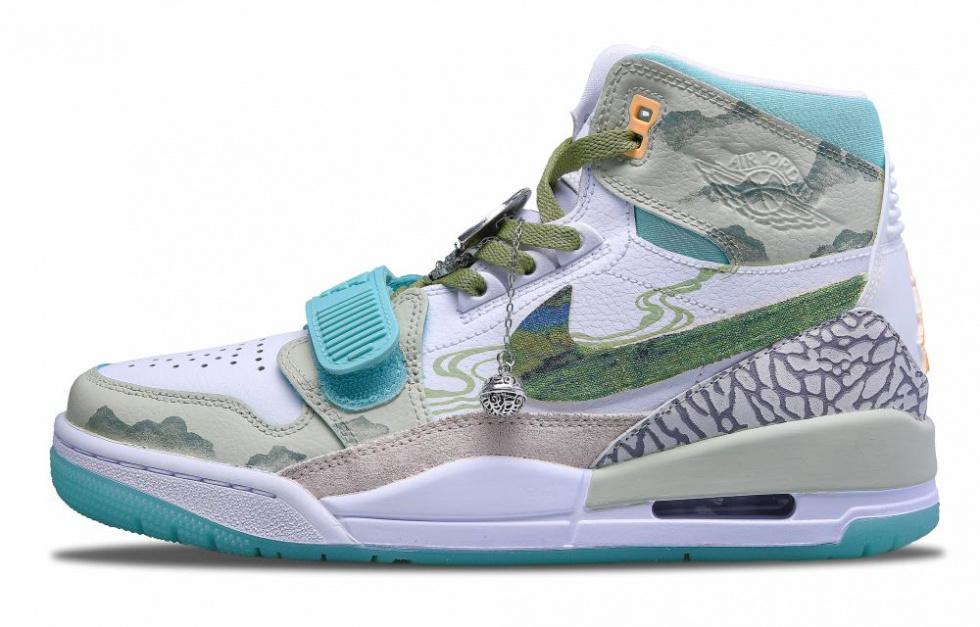 Jordan Legacy 312 Breathable And Sweat-absorbent High-Top Vintage Basketball Shoes Men's White Green