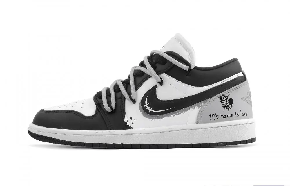 Jordan Air Jordan 1 The Disease Is Love Low top Vintage Basketball Shoes Unisex Gray White