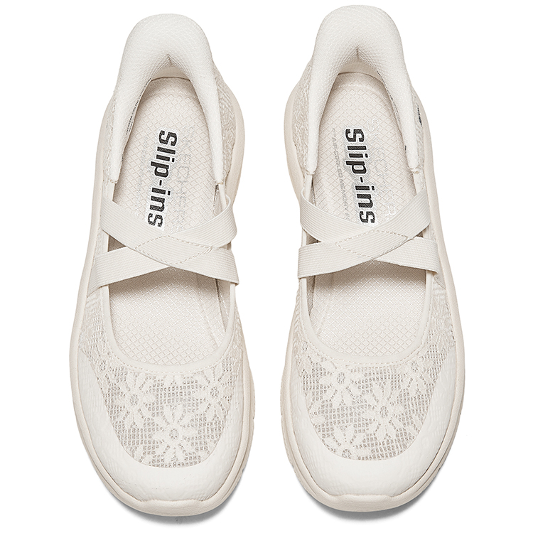 Skechers Slip Ins Hands Free Slip on Shoes Platform Mary Jane Shoes Women's White