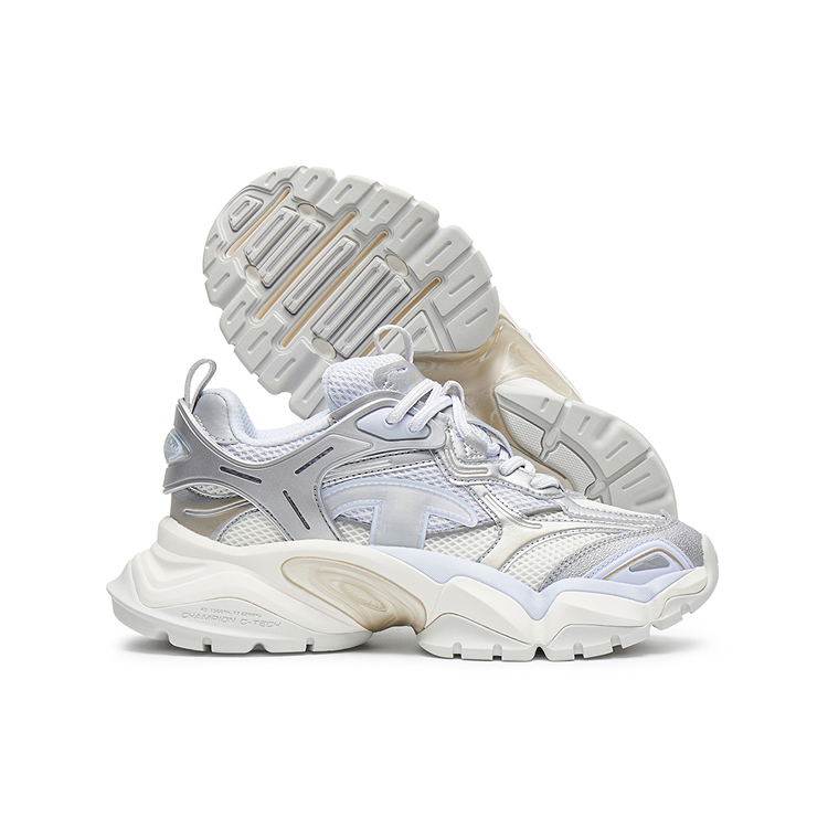 Champion Sharktooth Shoes Power Armor Low-Top Chunky Sneakers Women's Silver White/Moonstone Blue купить в интернет-магазине Yoocart с быстрой доставкой по России.