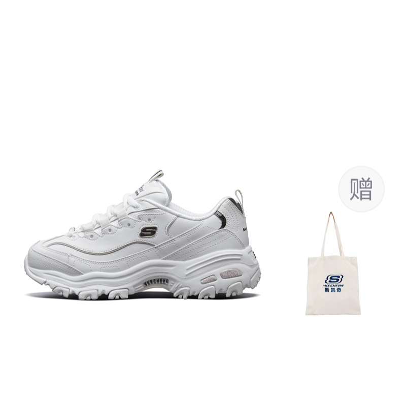 Skechers D'LITES 1.0 Low-Top Chunky Sneakers Women's White Black