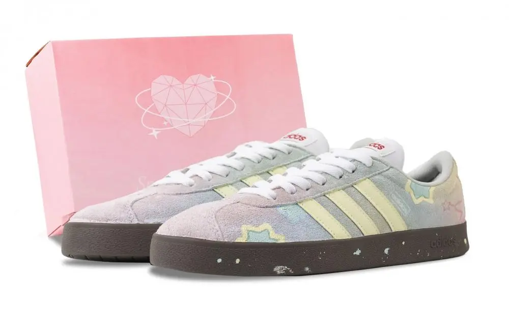 Adidas VL COURT 2.0 Romantic Stars Abrasion Resistant Low top German Army Trainers Unisex Yellow Blue