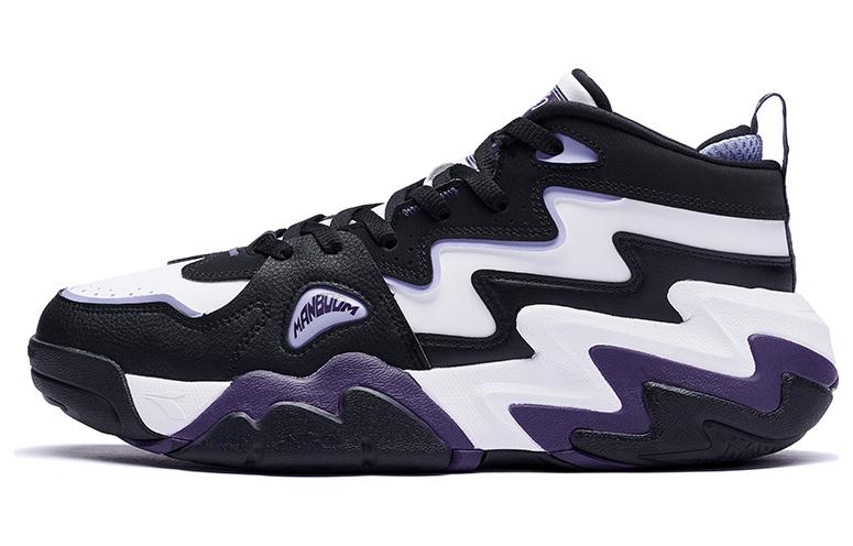 361° Cushioning Slip Resistant Mid Top Sports Casual Shoes Black Purple