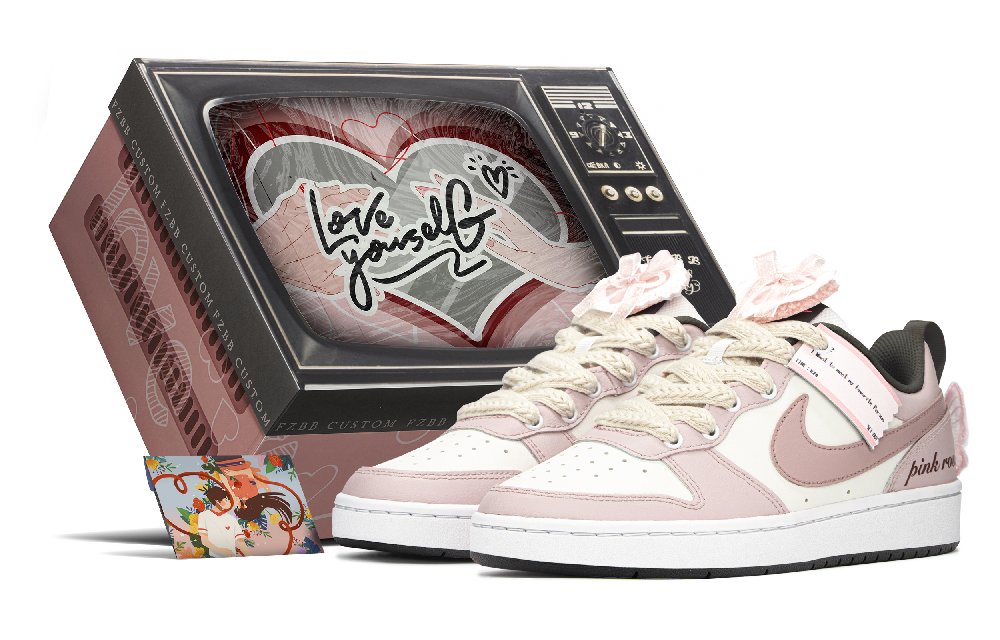 Nike Court Borough Low-Top Skateboard Shoes GS Pink White
