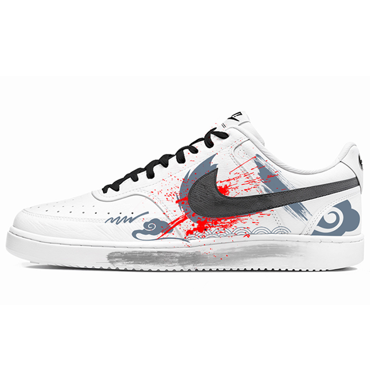 Nike Court Vision 1 Slip-Resistant Cushioning Low-Top Skateboard Shoes Men's Black White Blue