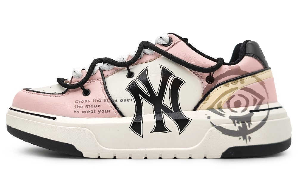 MLB Chunky Liner Wear-Resistant Height Increasing Low-Top Skateboard Shoes Unisex Pink Gray