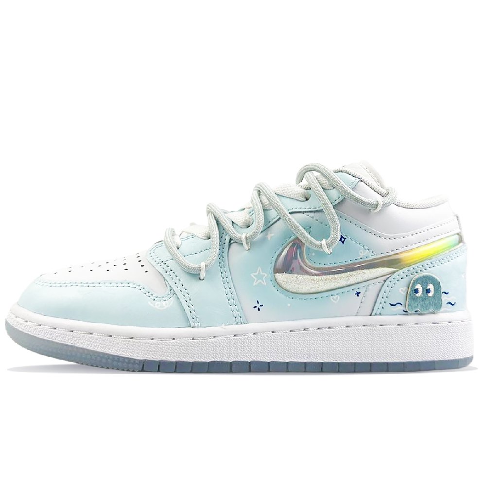 Jordan Air Jordan 1 Wear-Resistant Low-Top Vintage Basketball Shoes GS Blue White