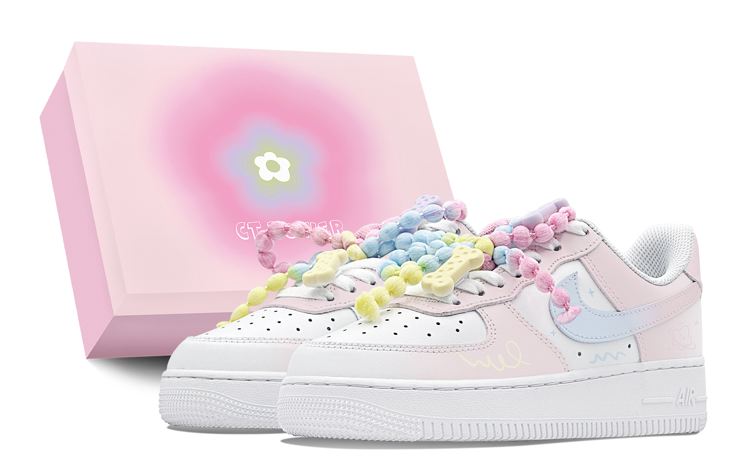 Nike Air Force 1 Low Air Force 1 Slip Resistant Abrasion Resistant Low top Skateboard Shoes GS Blue Pink