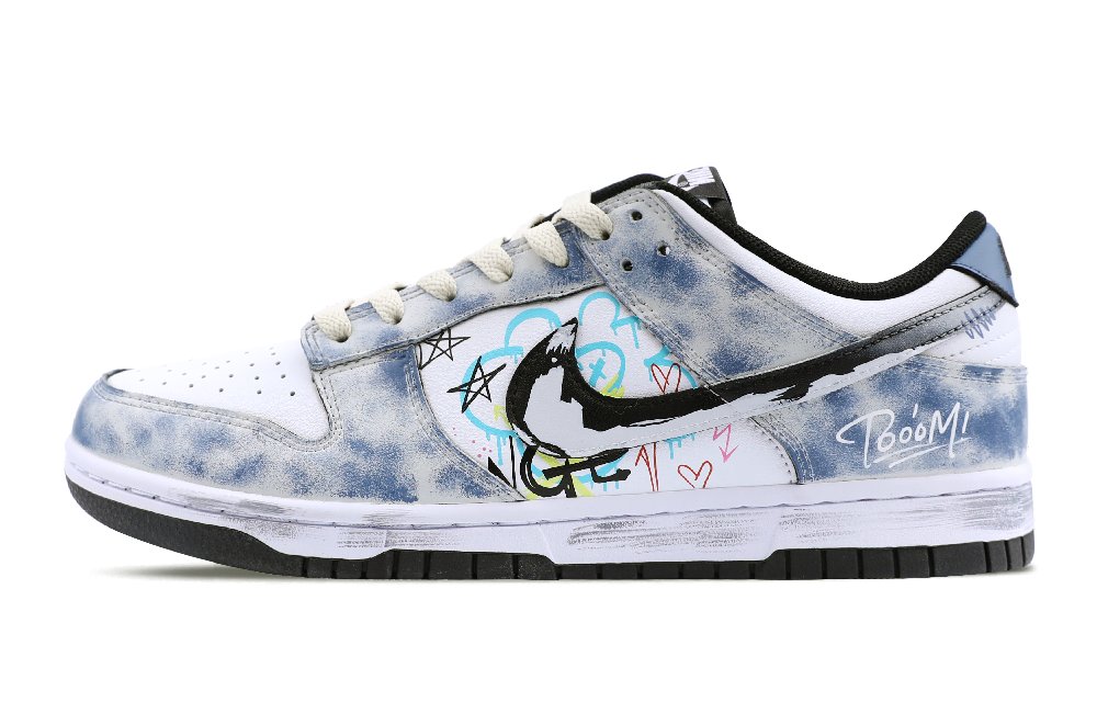 Nike Dunk Low Top Skateboard Shoes Unisex White Blue Gray