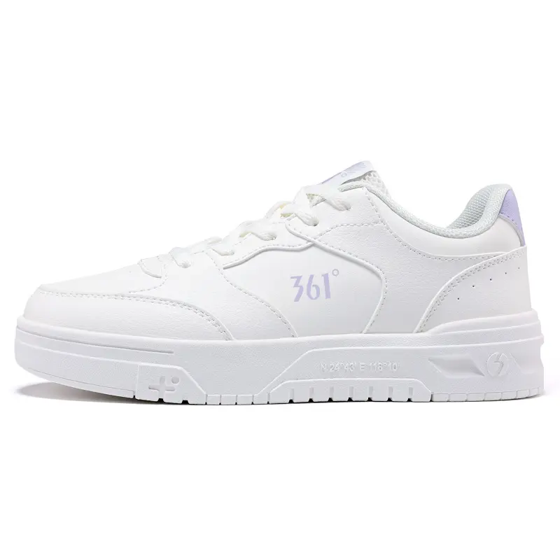 361° Slip-Resistant Lightweight Cushioning Low-Top Skateboard Shoes Women's White Purple