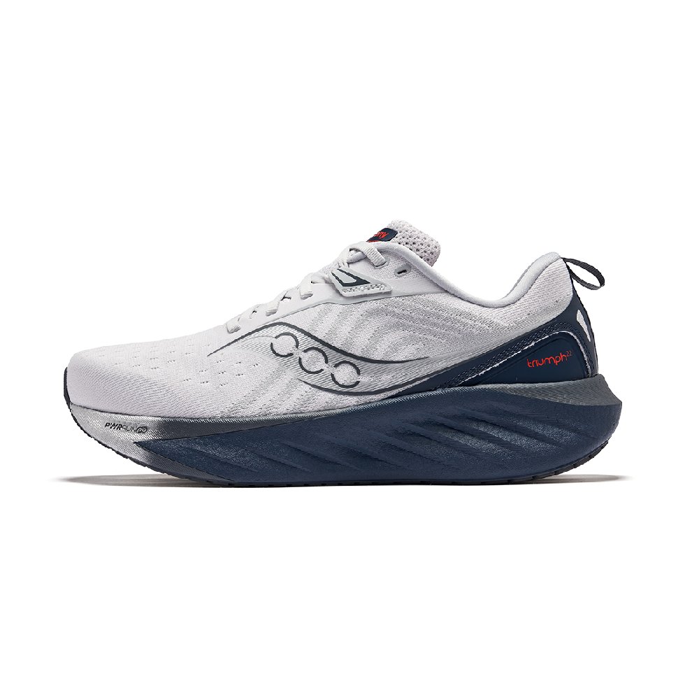 Saucony TRIUMPH 22 Shock Absorbers Low Top Running Shoes Men's White Dark Blue Wide