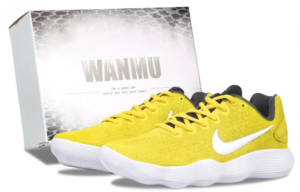 Nike Hyperdunk 2017 Bumblebee Cushioning, Wear Resistant Low Top Basketball Shoes Men's White Yellow