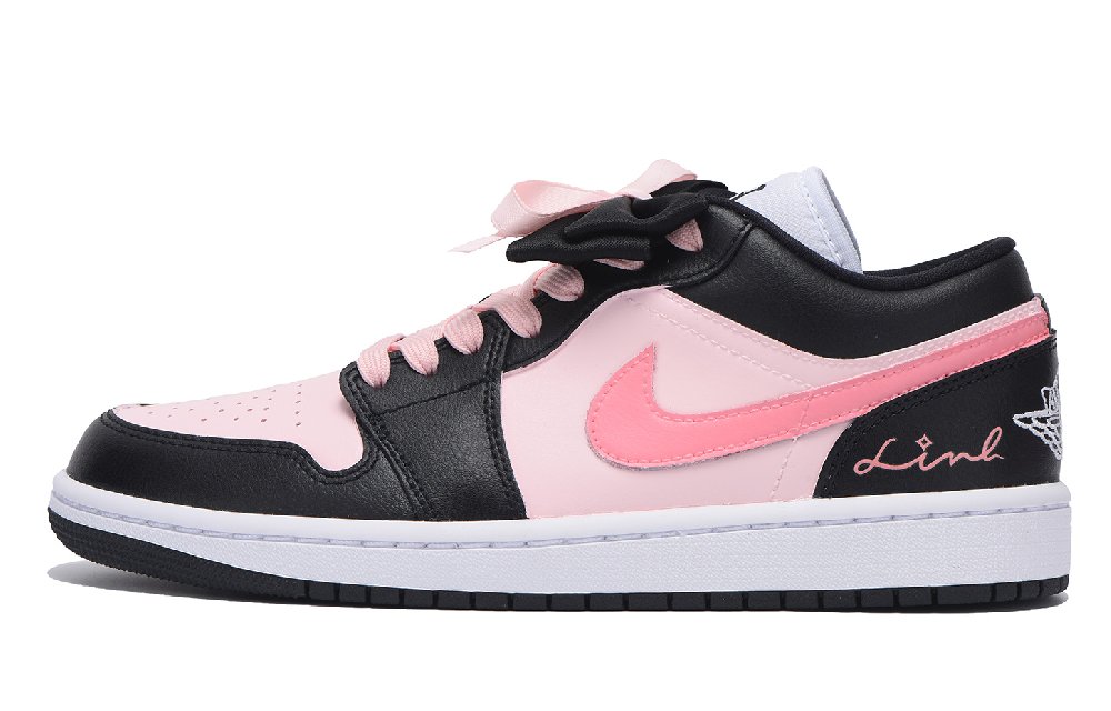 Jordan Air Jordan 1 Chestnut Slip-Resistant Coverage Low-Top Vintage Basketball Shoes Women's Black Pink