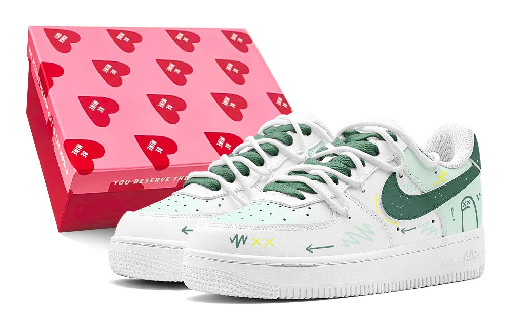 Nike Air Force 1 Anti-Slip Wear-Resistant Low-Top Skateboard Shoes Men's Green White