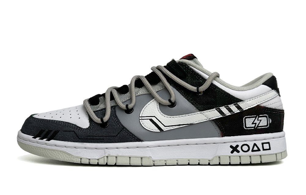 Nike Dunk Low Retro 'Plaid' Charging Medium Lightweight Quick Dry Low-Top Skateboard Shoes Men's Black White Gray