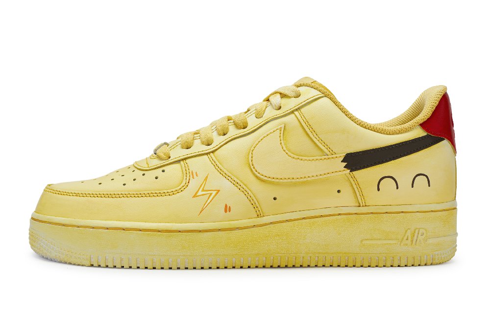 Nike Air Force 1 Low Top Skateboard Shoes GS Yellow Red