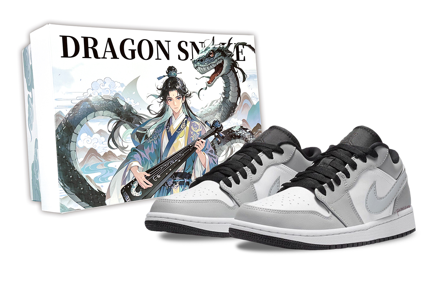 Jordan Air Jordan 1 Abrasion Resistant Low top Vintage Basketball Shoes Unisex Smoke Gray