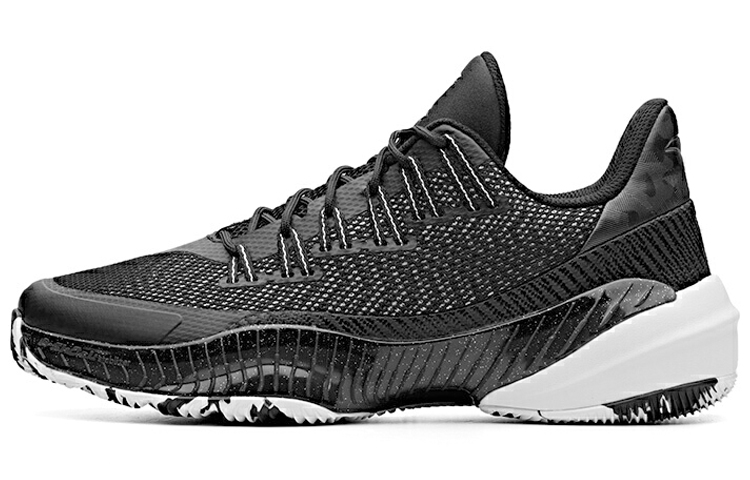 Anta A Shock Absorbers Slip Resistant Abrasion Resistant Low Top Basketball Shoes Men's Black White