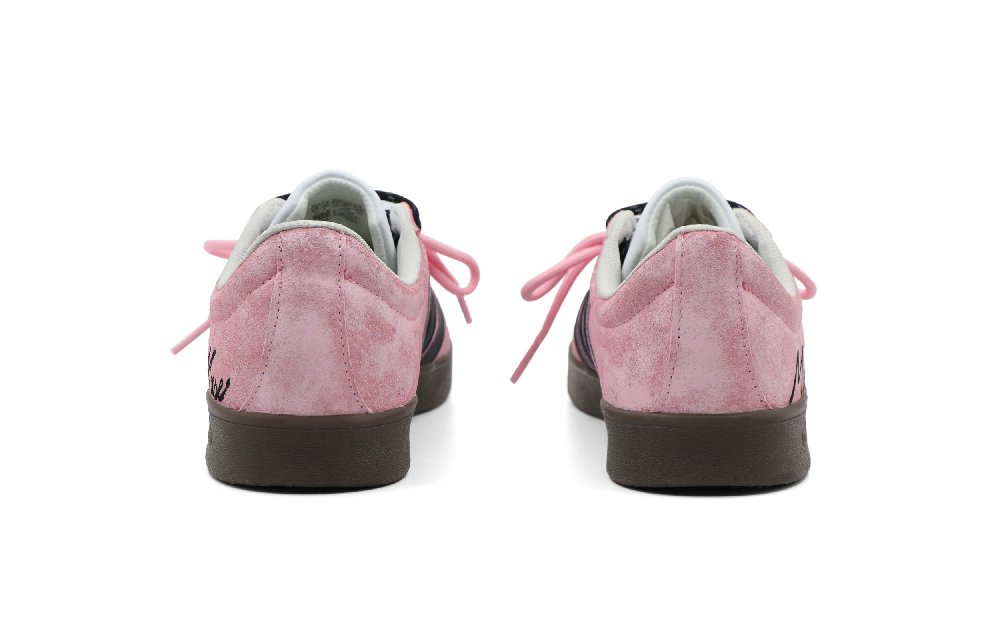 Adidas Neo VL Court Lifestyle Meowth Strawberry Anti Slip Wear Resistant Low Top Skateboard Shoes Unisex Black Pink