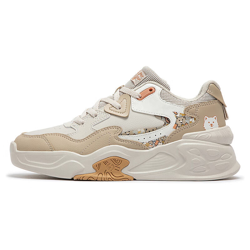 361° Breathable Height Increasing Low-Top Casual Shoes Women's White Brown