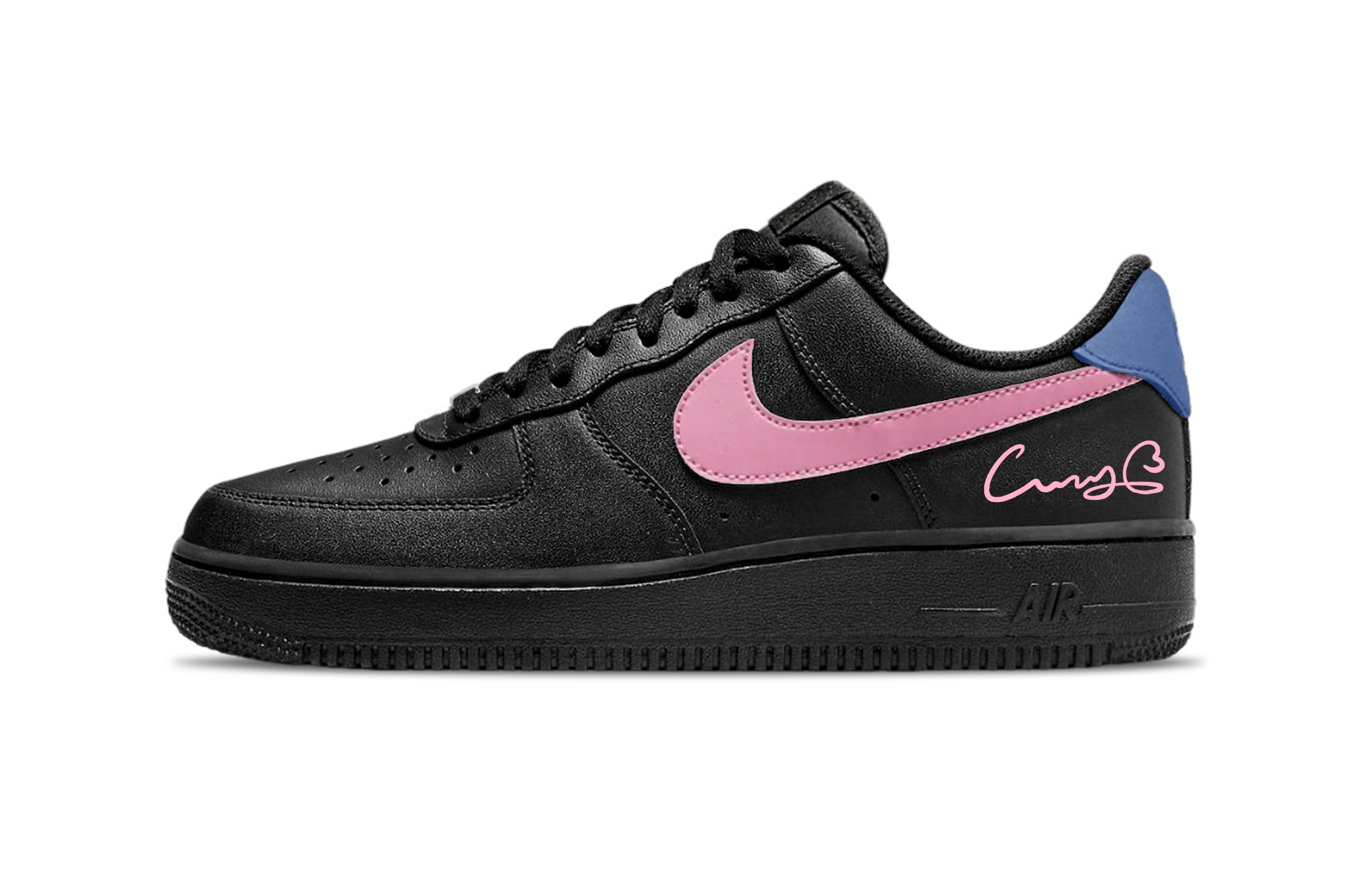 Nike Air Force 1 Abrasion Resistant Low top Skateboard Shoes Unisex Black Pink